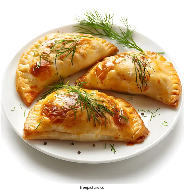 Delicious Baked Empanadas on White Plate