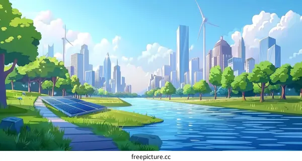 Sustainable City: Modern Architecture and Renewable Energy