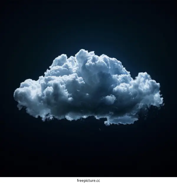 A 3D rendering of a white cloud on a dark blue background
