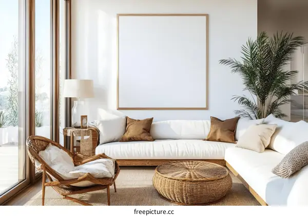 Modern Boho Living Room Interior Mockup