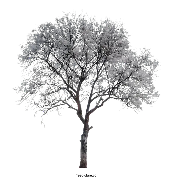[Transparent Background PNG]Bare Tree Silhouette Against White Background