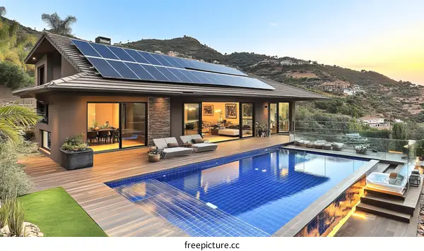 Modern Villa with Solar Panels and Pool