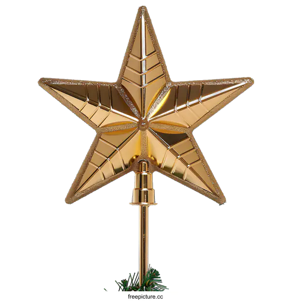 [Transparent Background PNG]Gold Glitter Christmas Tree Topper Star