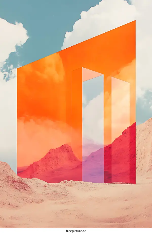Abstract Landscape With Orange and Pink Colors