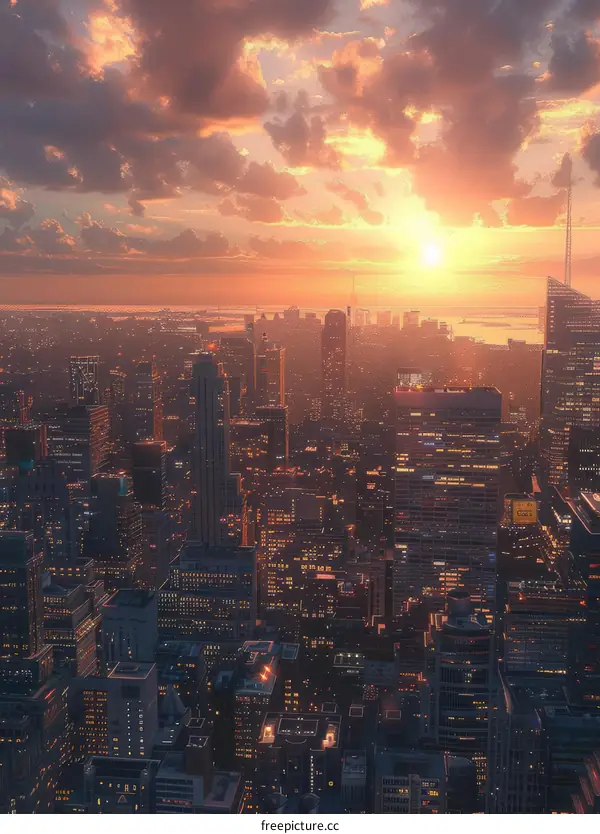 Captivating City Sunset: A Symphony of Hues