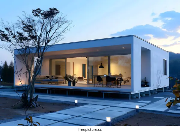 Modern Minimalist House with Outdoor Patio and Garden in Japan