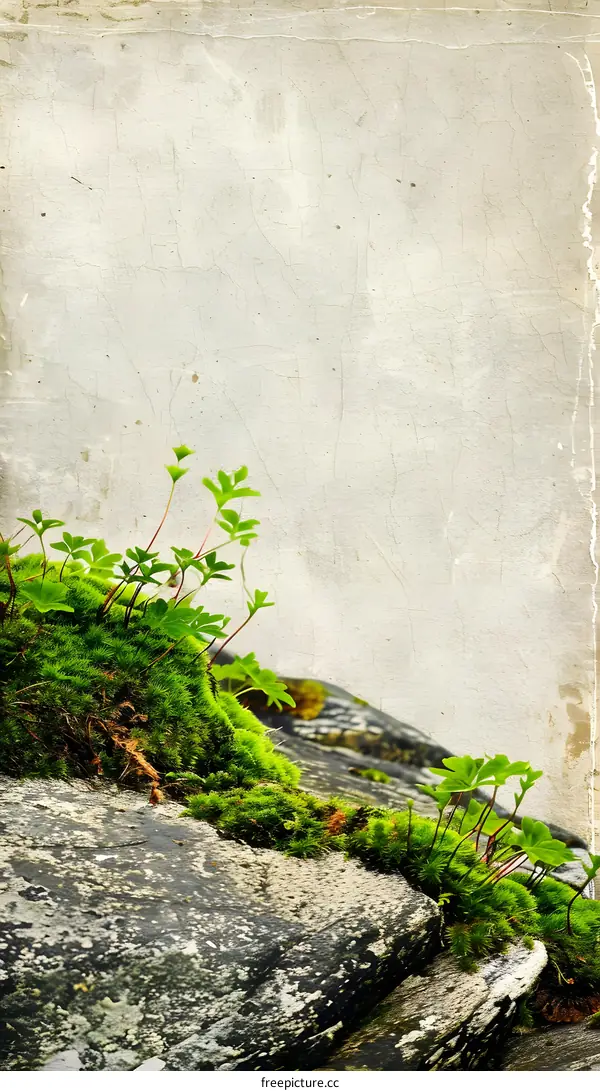 Green Moss Growing on Stone Wall