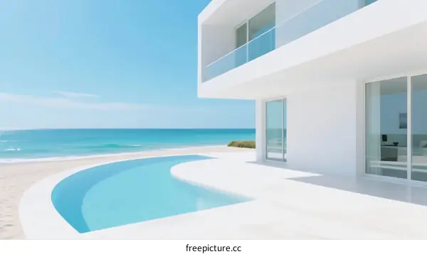 Modern White Beachfront Villa with Private Infinity Pool