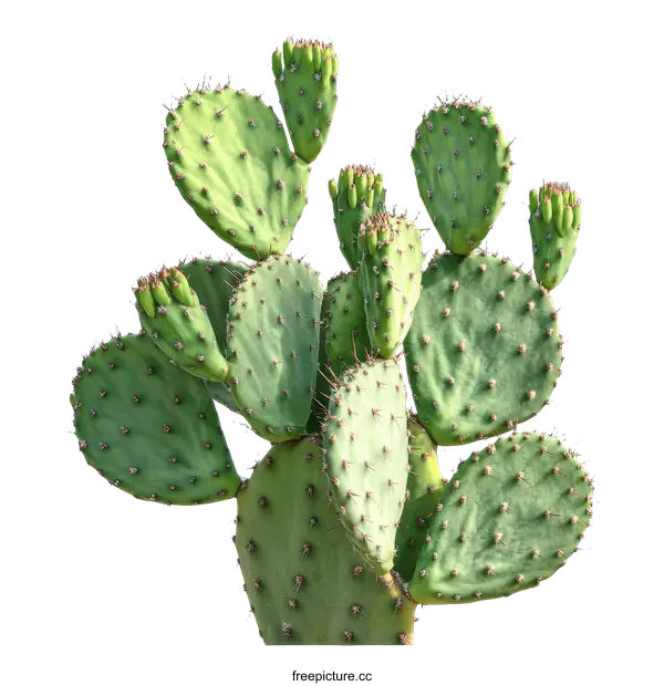 [Transparent Background PNG]Prickly Pear Cactus Isolated on White Background