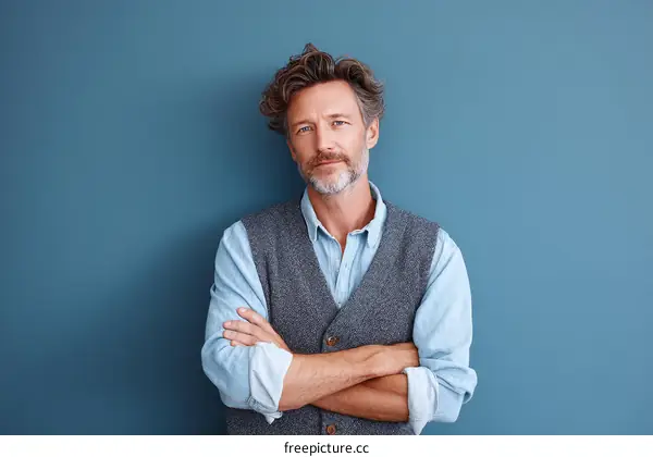 Confident Caucasian Man Studio Portrait