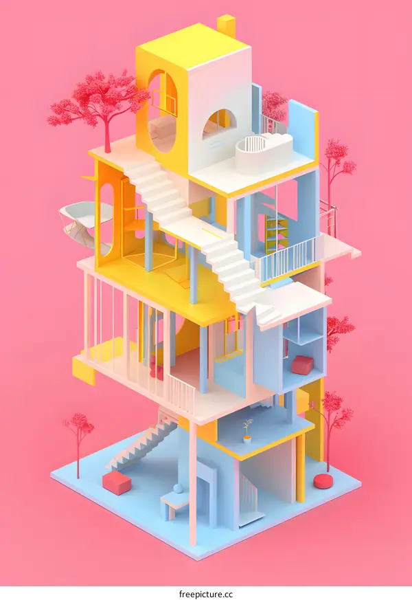 Abstract Colorful 3D Building Design