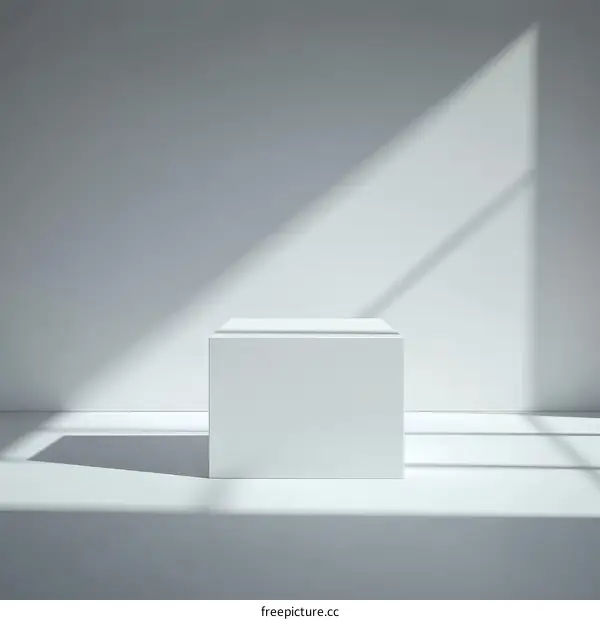 White Cubic Display Stand in Studio Setting