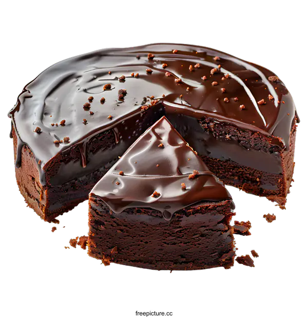 [Transparent Background PNG]Chocolate Cake Slice Isolated on White Background