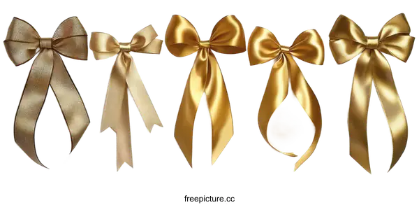 [Transparent Background PNG]Golden Ribbons and Bows Collection