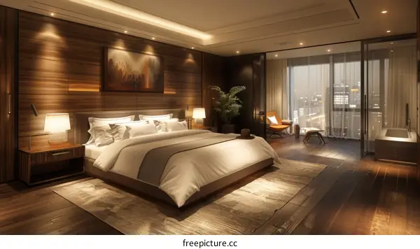 Modern Luxurious Hotel Bedroom Design Illustration