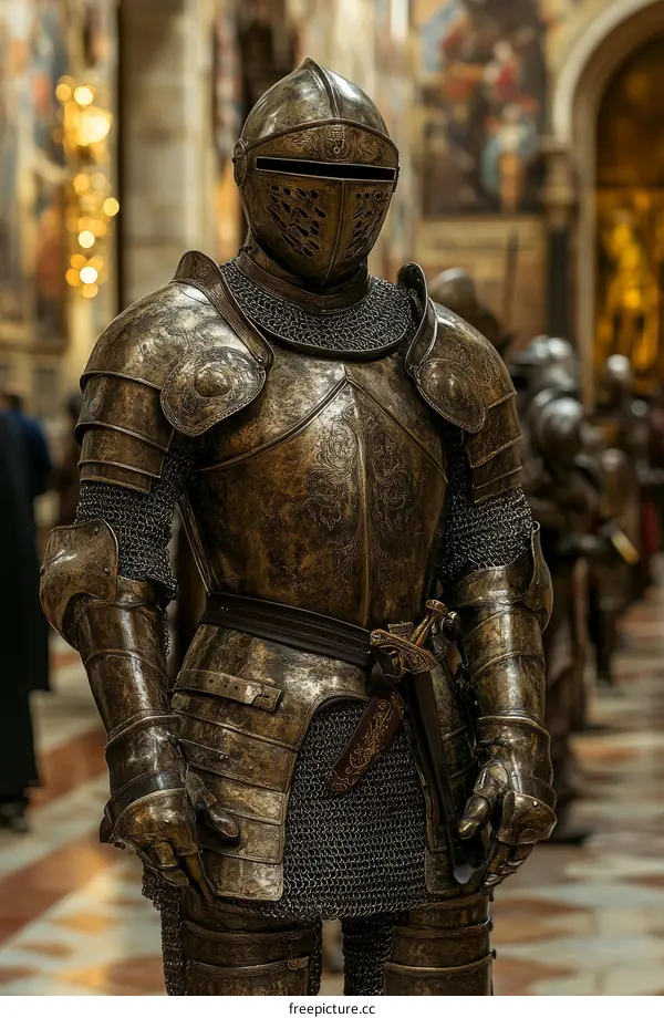 Medieval Knight Armor Display in Museum