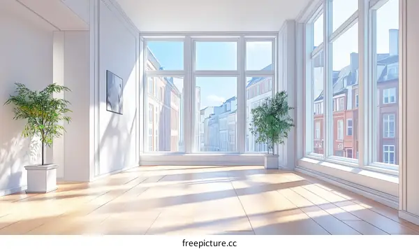 Spacious Modern Interior with City Views