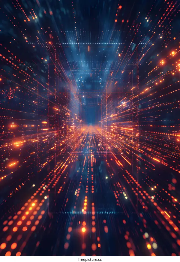 Orange and Blue Digital Illustration of a Futuristic City