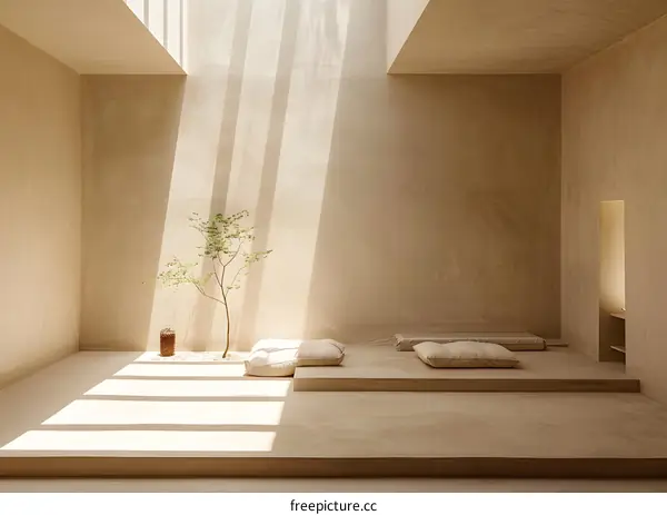 Minimalist Interior Design with Natural Light and a Small Plant