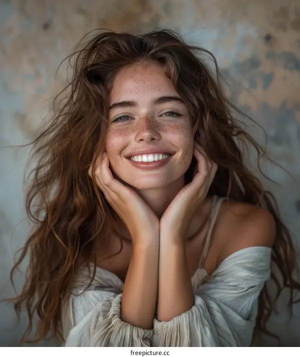 Portrait of a Young Woman with Freckles