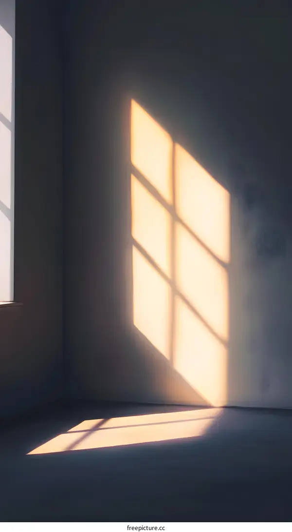 Sunlight Through Window Shadow on White Wall