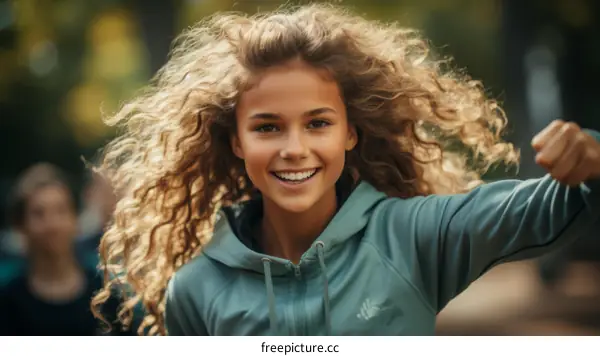 Curly Blonde Girl Posing