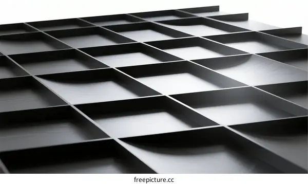 Abstract Black Geometric Pattern with Recessed Cubes