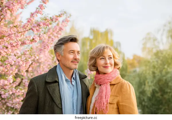 Couple enjoying Spring Cherry Blossom Season