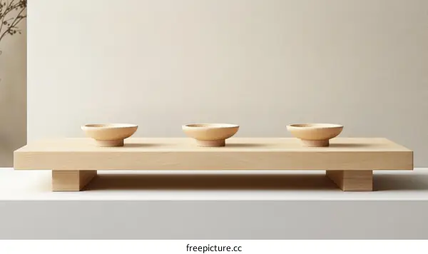 Modern Wooden Serving Tray with Bowls