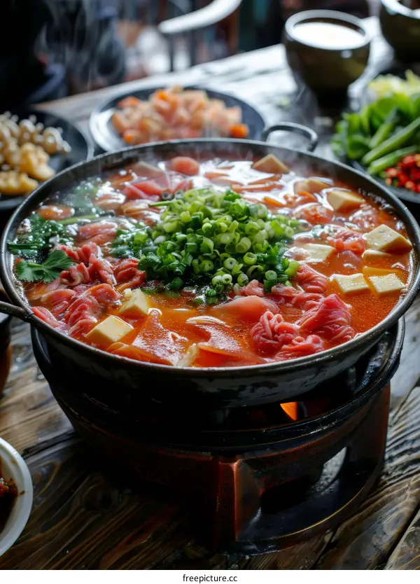 A hot pot of delicious food
