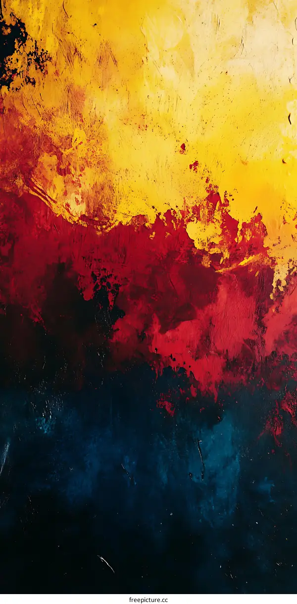 Abstract Painting with Yellow, Red, and Blue Colors