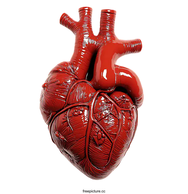 [Transparent Background PNG]Red Anatomical Heart Sculpture