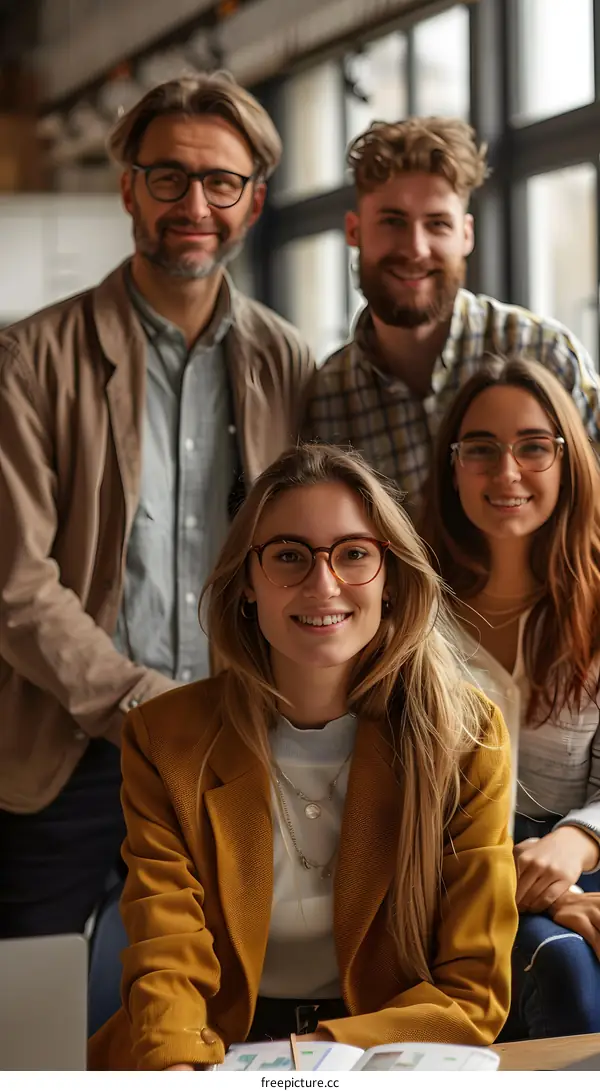 Group of business people discussing ideas in a modern office