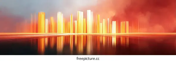 Abstract Cityscape with Neon Glow