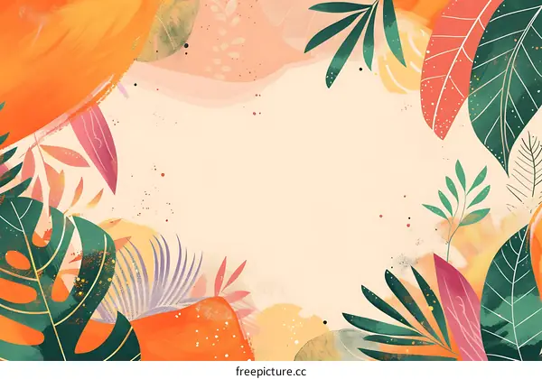 Abstract Watercolor Tropical Leaves Illustration Background
