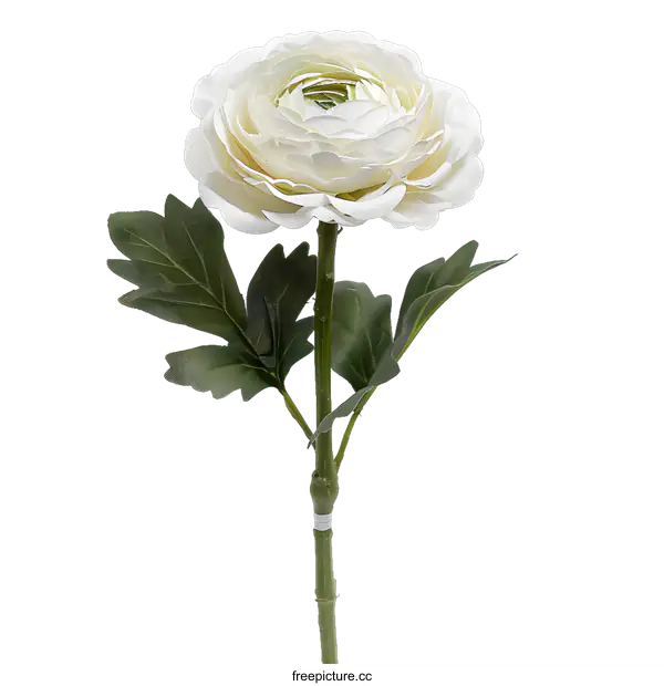 [Transparent Background PNG]Single White Ranunculus Flower Isolated on White Background