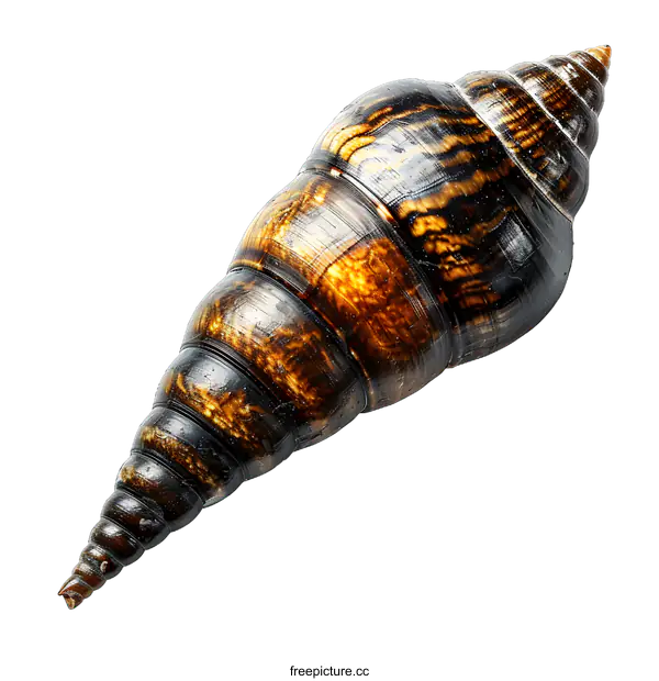 [Transparent Background PNG]A large brown snail shell with a white background