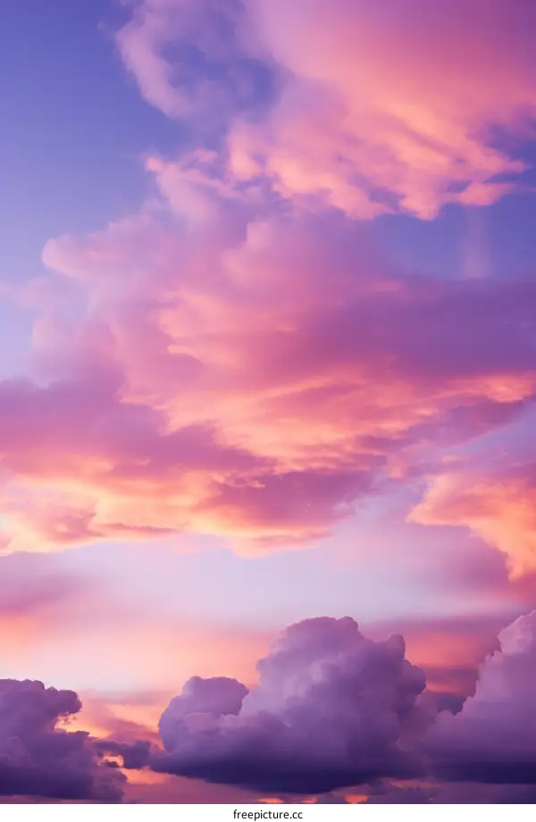 A Vivid Sunset Sky with Pink and Purple Clouds