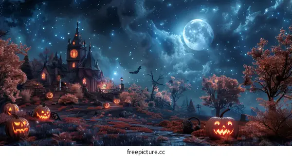 Eerie and Haunted Halloween Night by Old Spooky House