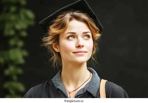 Caucasian Woman Graduation Ceremony Portrait