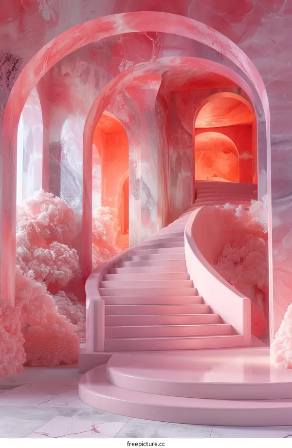Pink Dreamy Architectural Staircase