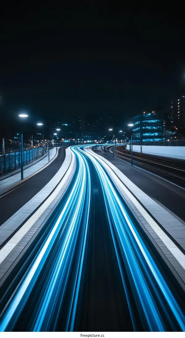 Night City Lights Trails Urban Road