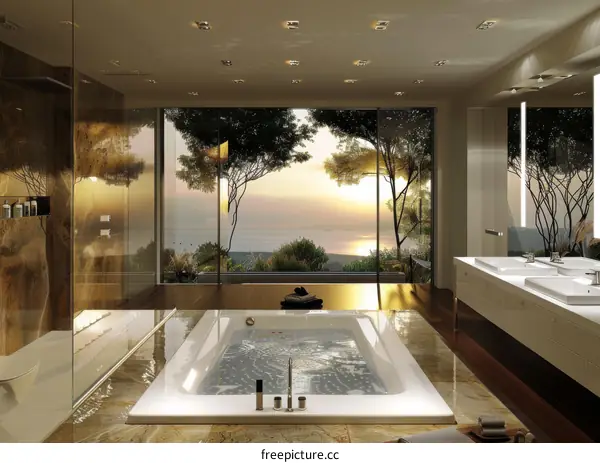 Luxury Modern Spa Bathroom with Panoramic View