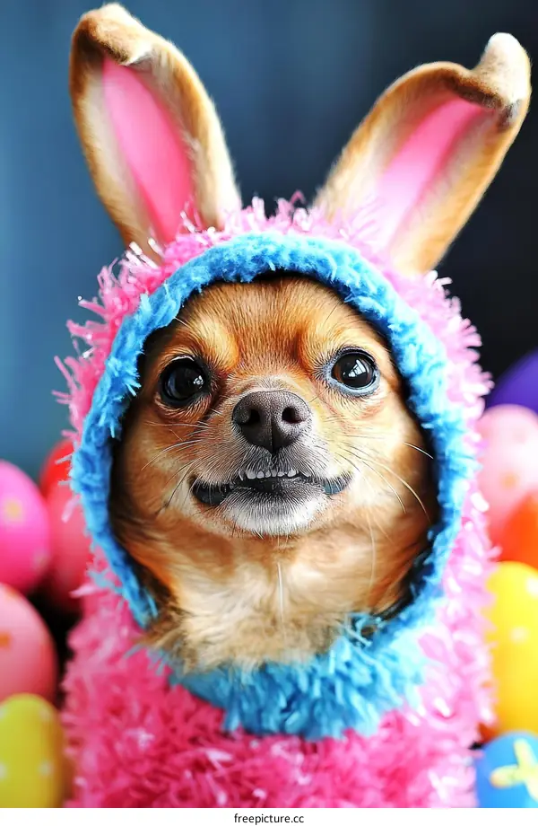 Cute Dog in Easter Bunny Costume