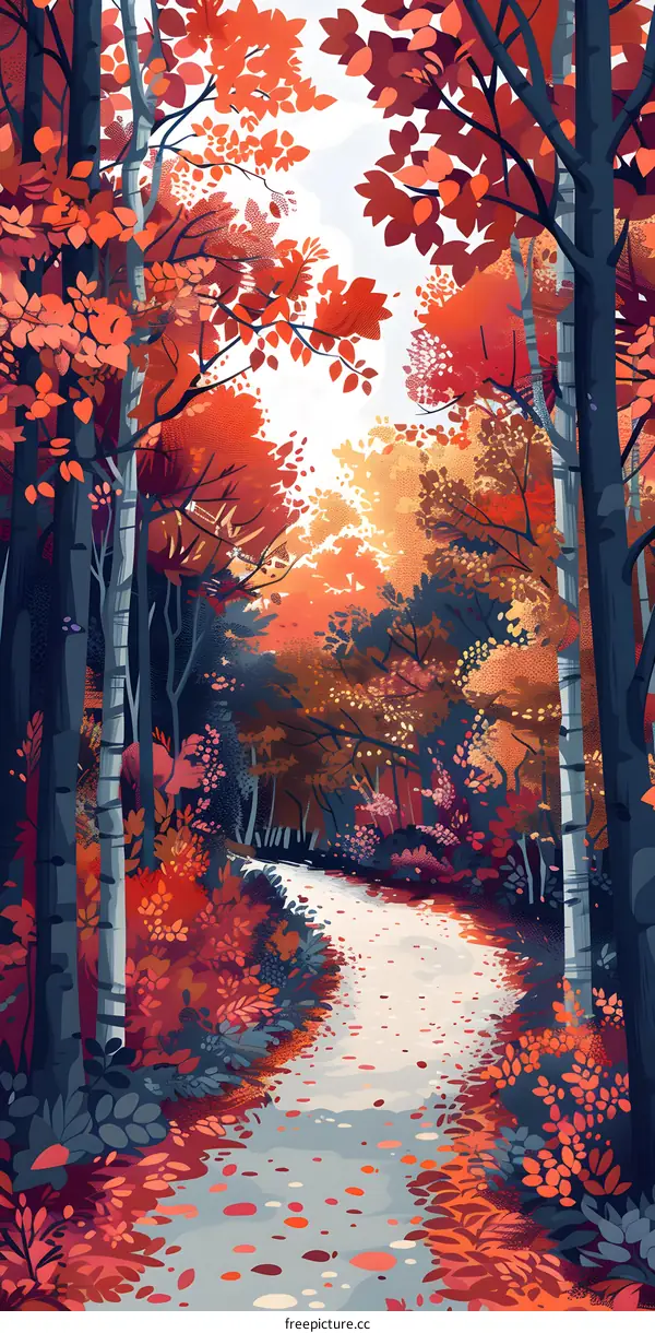 Autumn Forest Path Illustration