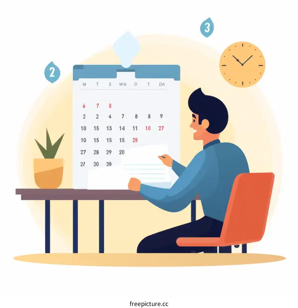 man checking schedule and making notes