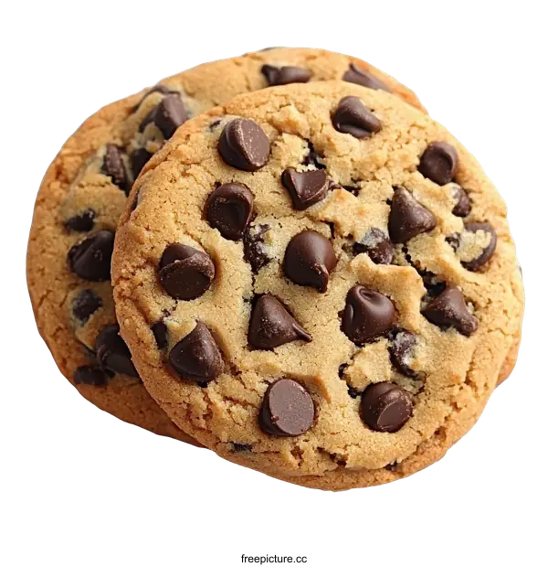 [Transparent Background PNG]Delicious Chocolate Chip Cookies Close-up