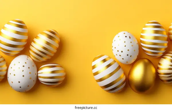 Easter Eggs on a Yellow Background