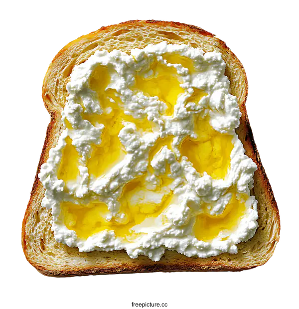 [Transparent Background PNG]Deliciously Spread Honey-Drizzled Ricotta Toast