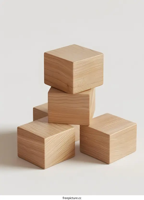 Stacked Wooden Blocks Minimalist Product Display